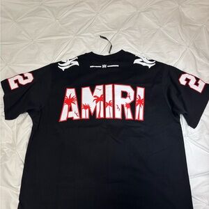 Black Jersey with Red and White Palm Tree Design